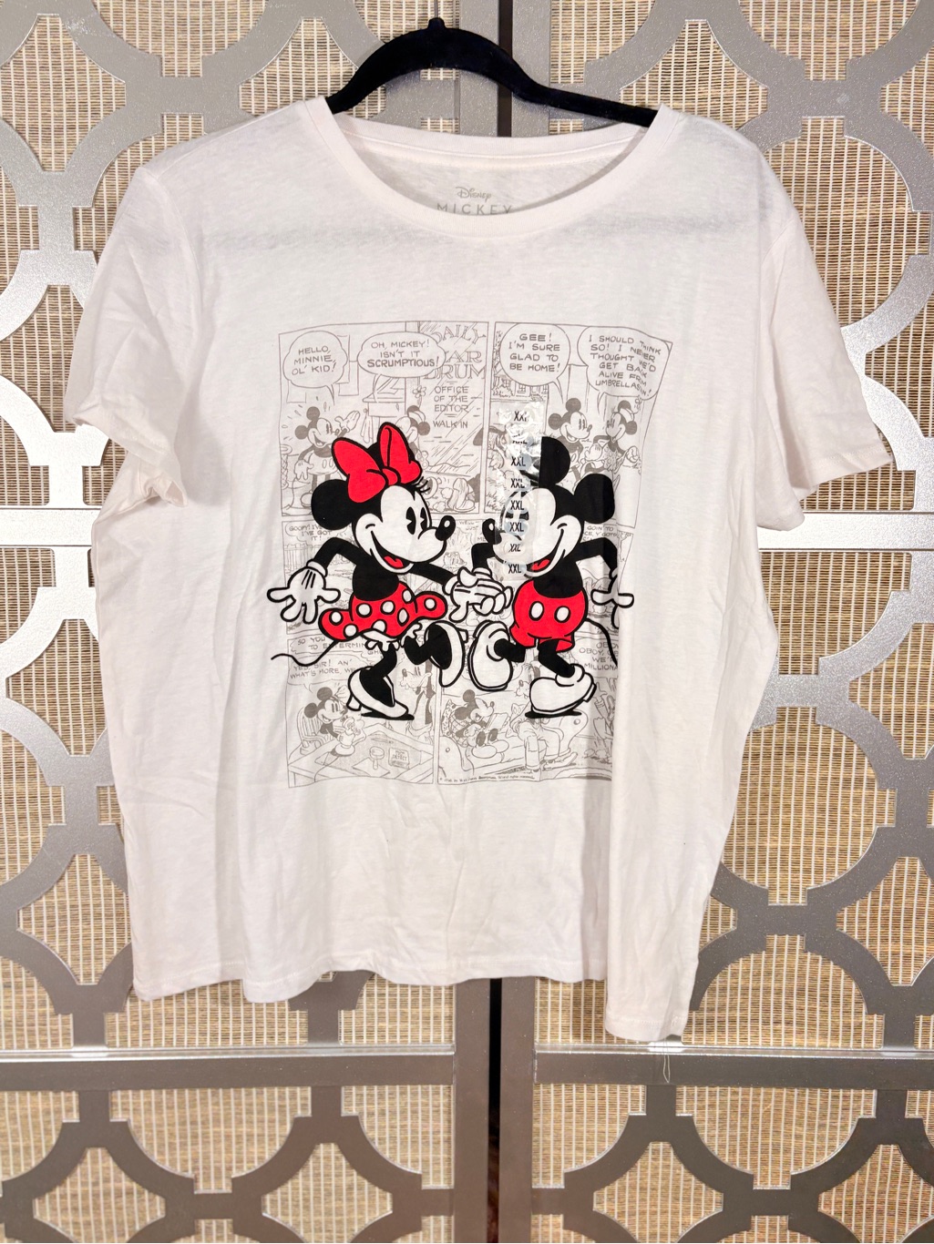 Disney White Short Sleeve Tee With Red Minnie & Mickey Graphics